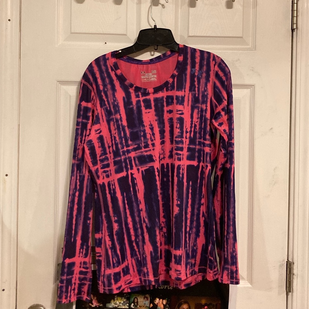 Under Armour, pink/ purple fitted heat gear, large